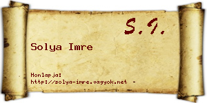 Solya Imre névjegykártya